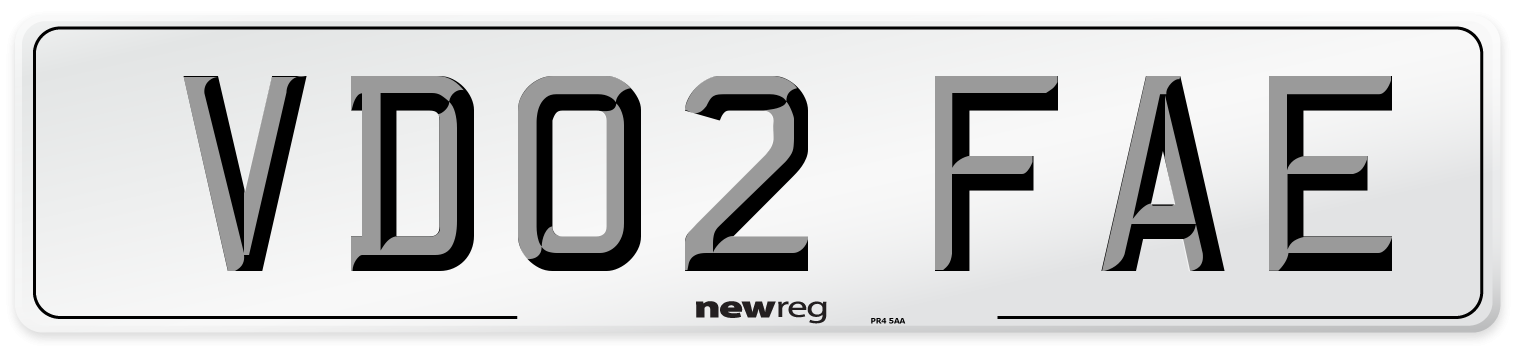 VD02 FAE Number Plate from New Reg
